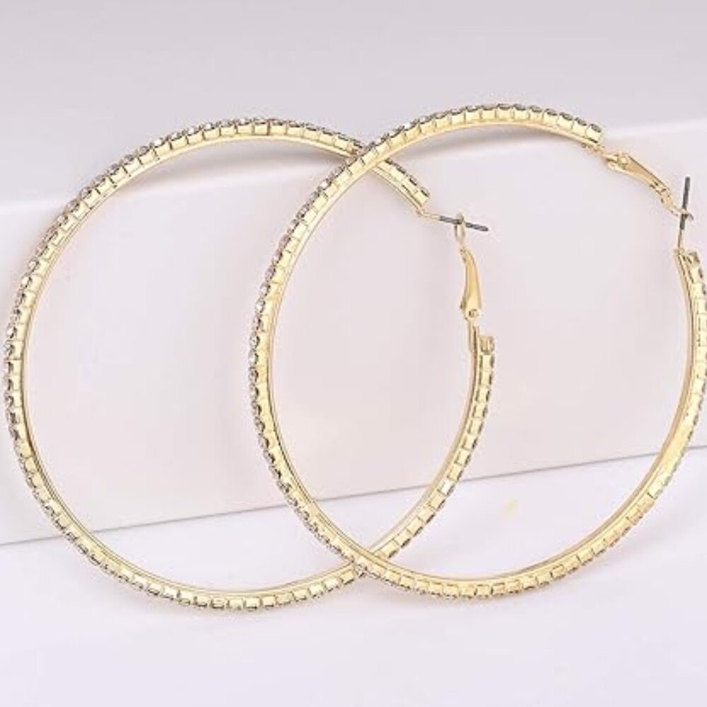Large Hoop Earrings Rhinestone Crystal